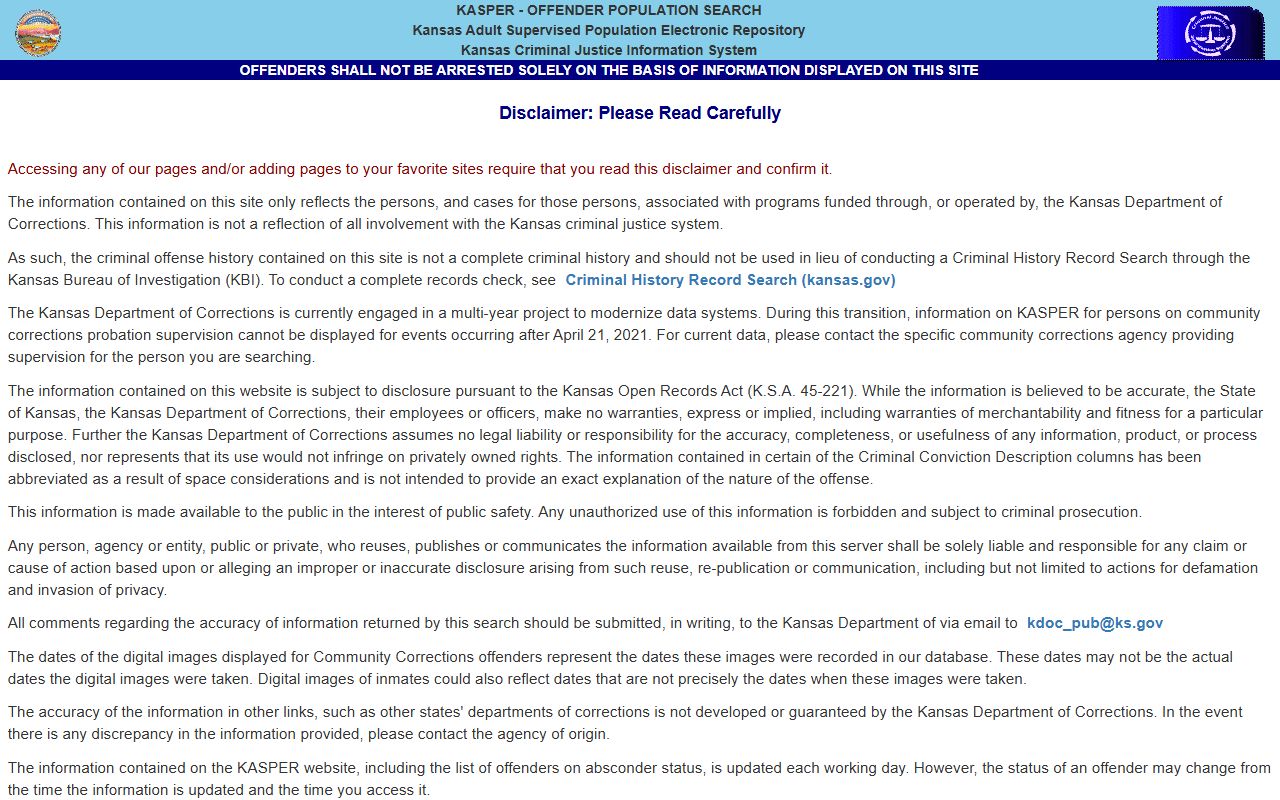 Kansas KASPER locator for Linn County sentenced inmate searches
