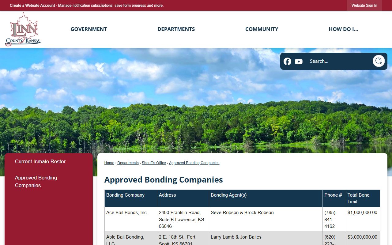 Linn County Jail approved bonding companies for inmate release